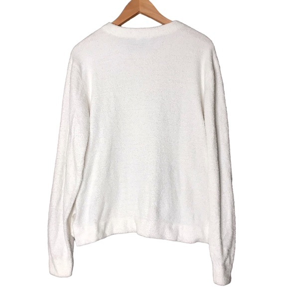 Large Winter White Knix Cozzzy Crew Top Pullover Fuzzy Shirt Lounge Plush - Picture 11 of 14